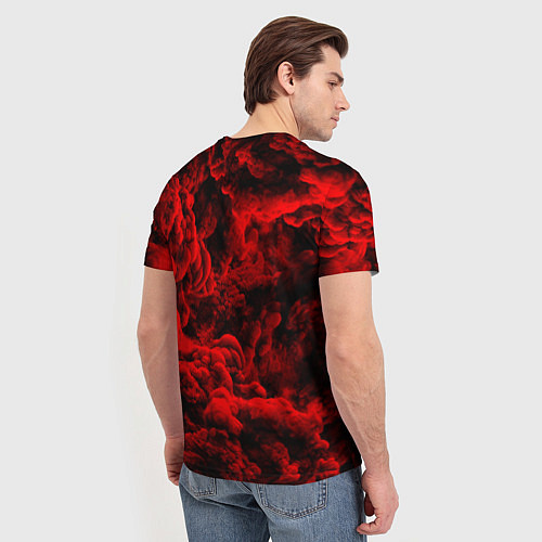 Мужская футболка Красный дым Red Smoke Красные облака / 3D-принт – фото 4