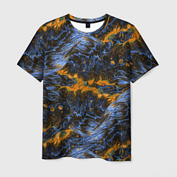 Мужская футболка Оранжево-Синяя Вулканическая Лава