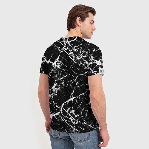 Мужская футболка Текстура чёрного мрамора Texture of black marble / 3D-принт – фото 4