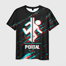Мужская футболка Portal в стиле Glitch Баги Графики на темном фоне
