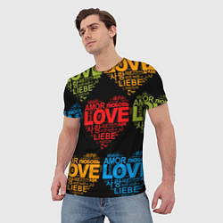Футболка мужская Love, Amor, Любовь - Неон версия, цвет: 3D-принт — фото 2
