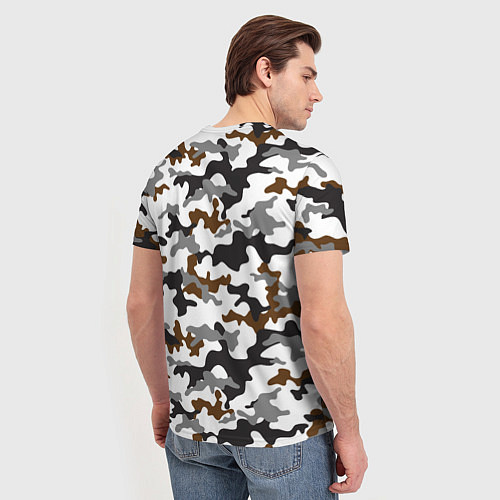 Мужская футболка Камуфляж Чёрно-Белый Camouflage Black-White / 3D-принт – фото 4