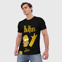 Футболка мужская The Beatles Гомер Симпсон Рокер, цвет: 3D-принт — фото 2