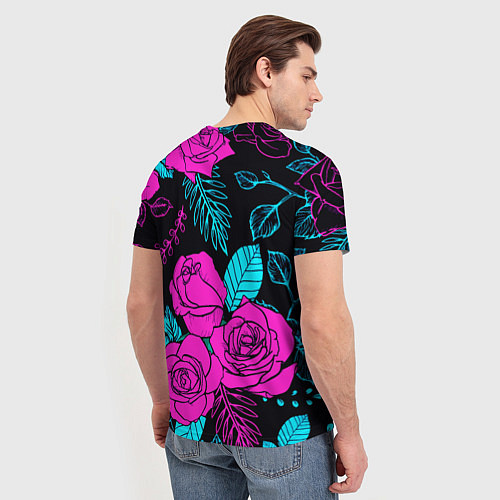 Мужская футболка Авангардный паттерн из роз Лето / 3D-принт – фото 4