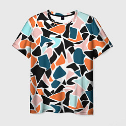 Мужская футболка Абстрактный современный разноцветный узор в оранже