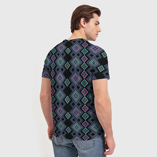 Мужская футболка Разноцветный орнамент из перламутровых бус / 3D-принт – фото 4