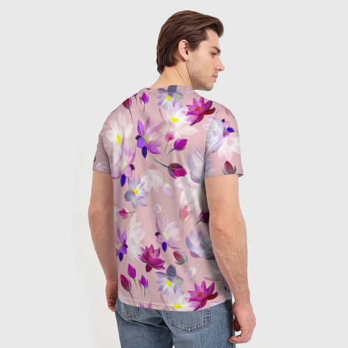 Мужская футболка Цветы Разноцветные Лотосы / 3D-принт – фото 4