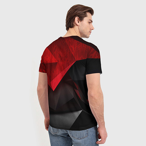 Мужская футболка Красно-черный фон абстракция / 3D-принт – фото 4