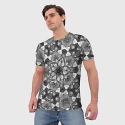 Футболка мужская Черно-белый геометрический мозаичный узор, цвет: 3D-принт — фото 2