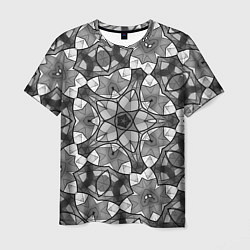 Мужская футболка Черно-белый геометрический мозаичный узор