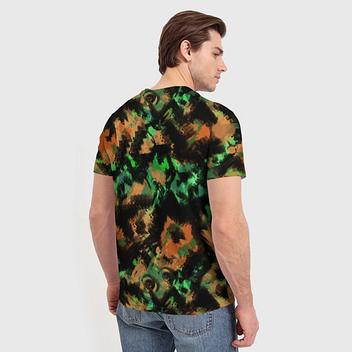 Мужская футболка Зелено-оранжевый осенний абстрактный узор / 3D-принт – фото 4