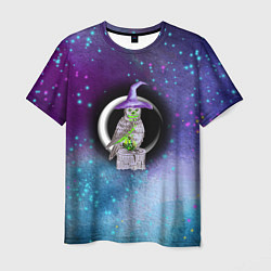 Мужская футболка Сова-колдунья с зельем на фоне ночного неба