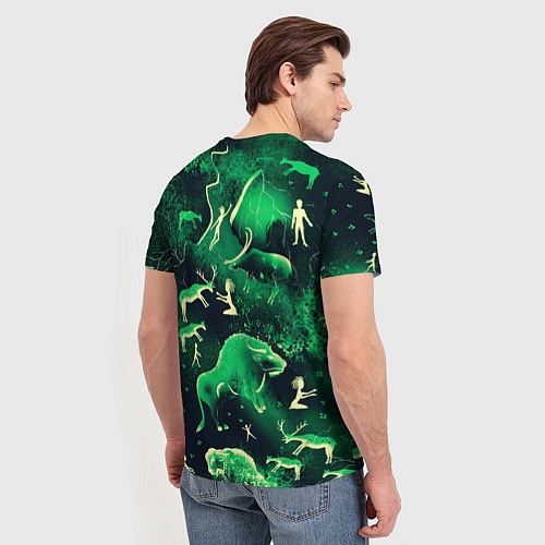 Мужская футболка Альтернативная Альтамира зеленая / 3D-принт – фото 4