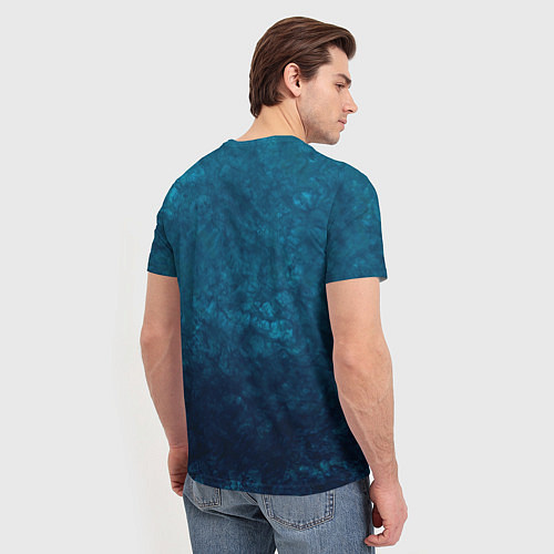 Мужская футболка Синий абстрактный мраморный узор / 3D-принт – фото 4