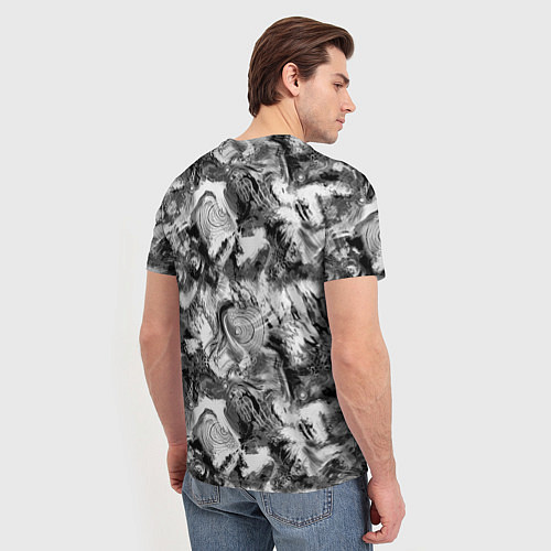 Мужская футболка Абстрактный в серых тонах фон с головой рыбы / 3D-принт – фото 4