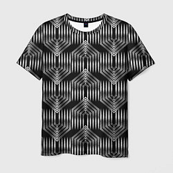 Мужская футболка Геометрический узор арт-деко черно-белый