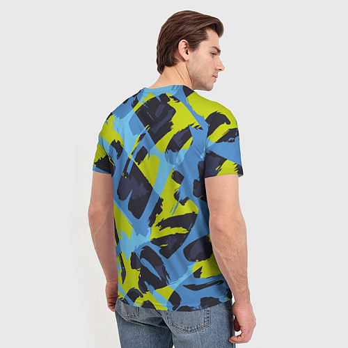 Мужская футболка Сине-салатовая абстракция / 3D-принт – фото 4