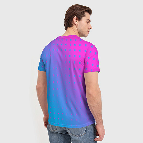 Мужская футболка Закат и капли, диагональный градиент с сеткой дотс / 3D-принт – фото 4