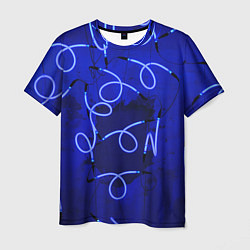 Мужская футболка Неоновые закрученные фонари - Синий