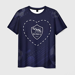 Мужская футболка Лого Roma в сердечке на фоне мячей