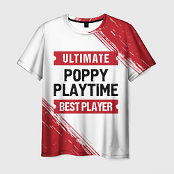 Мужская футболка Poppy Playtime: красные таблички Best Player и Ult
