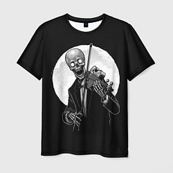 Мужская футболка Скелет скрипач под полной луной