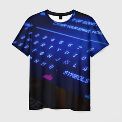 Мужская футболка Неоновая клавиатура - Синий