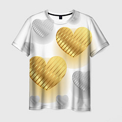 Мужская футболка Золотые и серебряные сердца