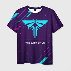 Мужская футболка Символ The Last Of Us в неоновых цветах на темном