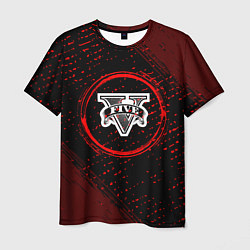 Мужская футболка Символ GTA и краска вокруг на темном фоне