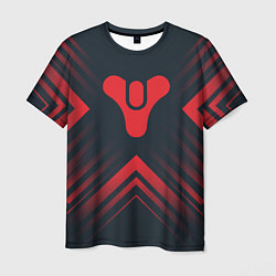 Мужская футболка Красный Символ Destiny на темном фоне со стрелками