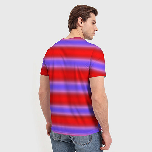 Мужская футболка Striped pattern мягкие размытые полосы красные фио / 3D-принт – фото 4