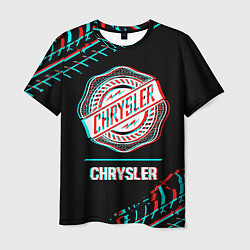 Мужская футболка Значок Chrysler в стиле Glitch на темном фоне
