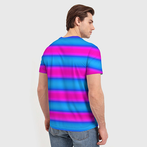 Мужская футболка Striped pattern яркий неоновый полосатый узор / 3D-принт – фото 4