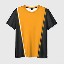 Футболка мужская Mens Style Чёрное с оранжевым - вариант без надпис, цвет: 3D-принт