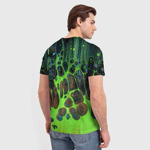 Мужская футболка Неоновый песок и камни - Зелёный / 3D-принт – фото 4