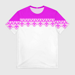Мужская футболка White and pink lace pattern
