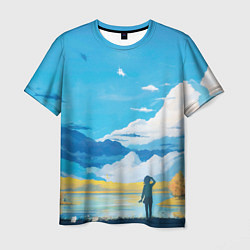 Мужская футболка Горное озеро осенним днём