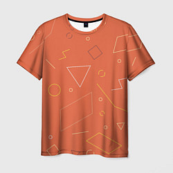 Мужская футболка Геометрические Фигуры На Оранжевом Фоне