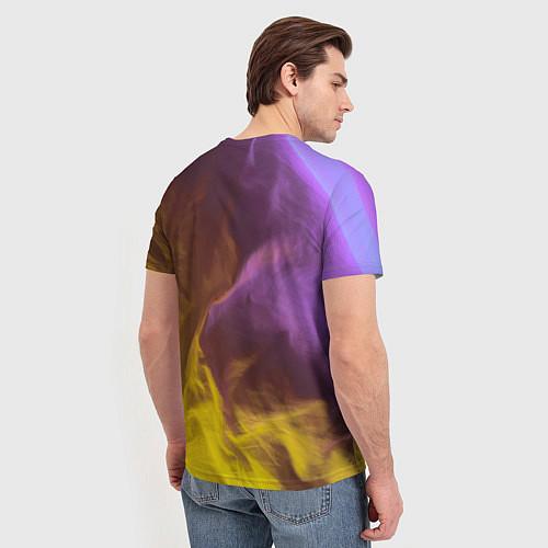 Мужская футболка Неоновые фонари на шёлковой поверхности - Фиолетов / 3D-принт – фото 4