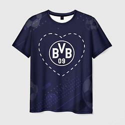 Мужская футболка Лого Borussia в сердечке на фоне мячей