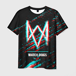Мужская футболка Watch Dogs в стиле Glitch Баги Графики на темном ф