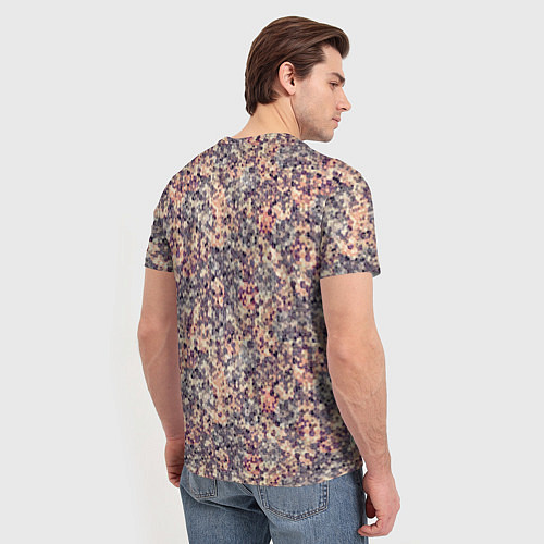Мужская футболка Геометрический сетчатый узор Коралловый, коричневы / 3D-принт – фото 4