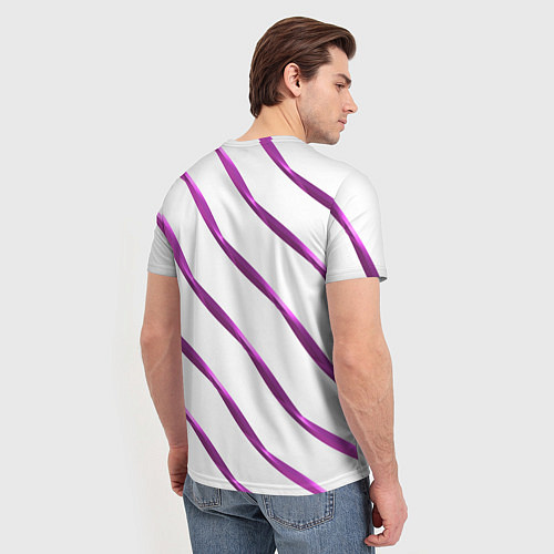 Мужская футболка Блестящая сиреневая диагональ / 3D-принт – фото 4