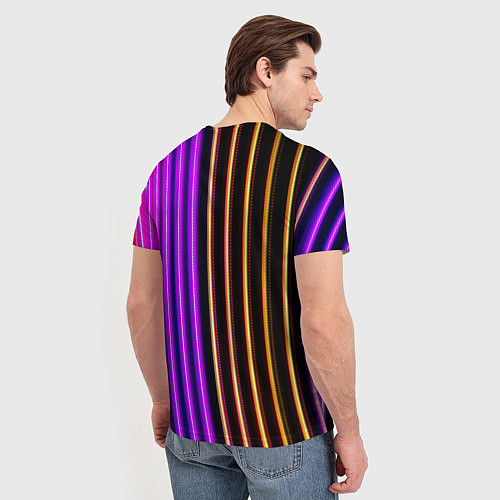 Мужская футболка Неоновые линейные фонари - Фиолетовый / 3D-принт – фото 4