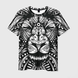 Мужская футболка Черно белый Африканский Лев Black and White Lion