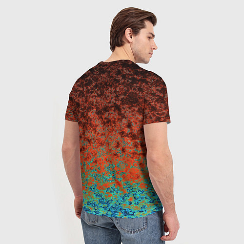 Мужская футболка Turquoise brown abstract marble pattern / 3D-принт – фото 4
