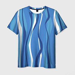 Футболка мужская Синие и белые волны, цвет: 3D-принт