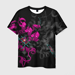 Мужская футболка Абстрактные 3D молекулы и соединения - Розовый