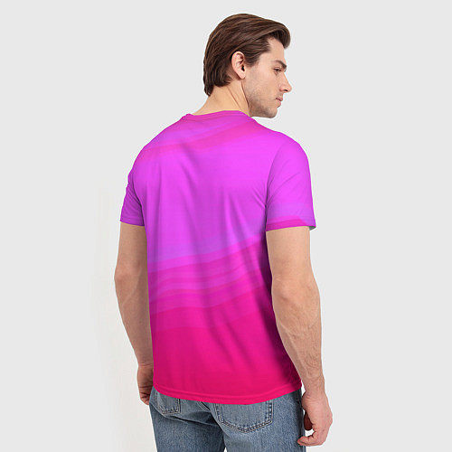 Мужская футболка Neon pink bright abstract background / 3D-принт – фото 4